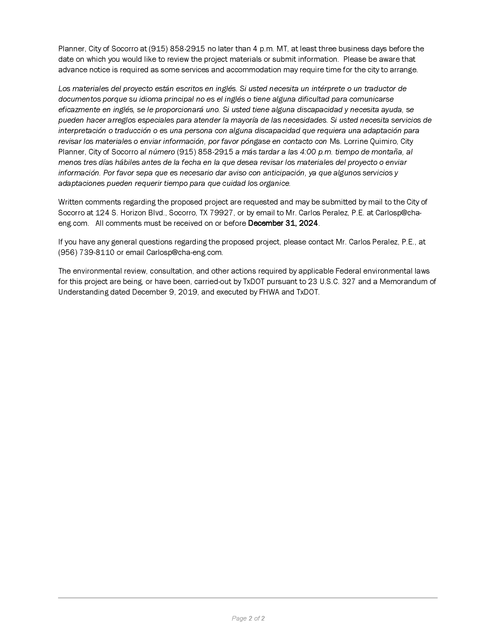NUEVO HUECO TANKS EXTENSION – City of Socorro Texas