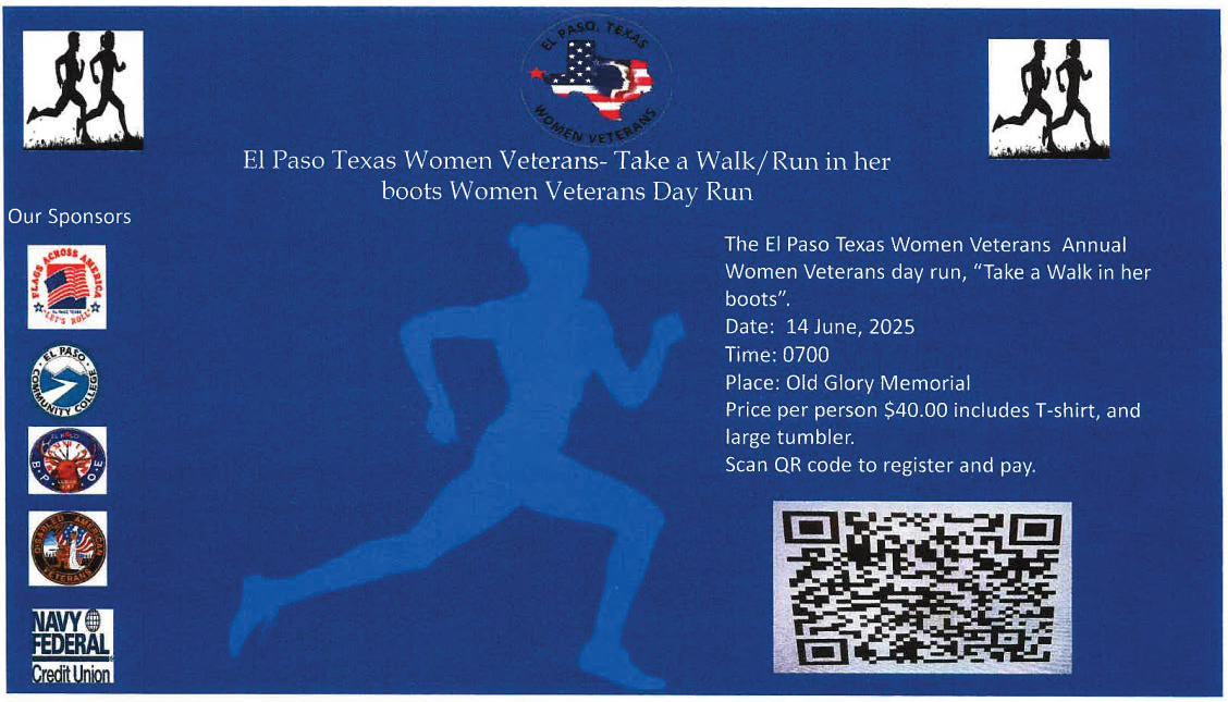 14 JUNE ELPWV Walk.Run in her Boots Veterans Day