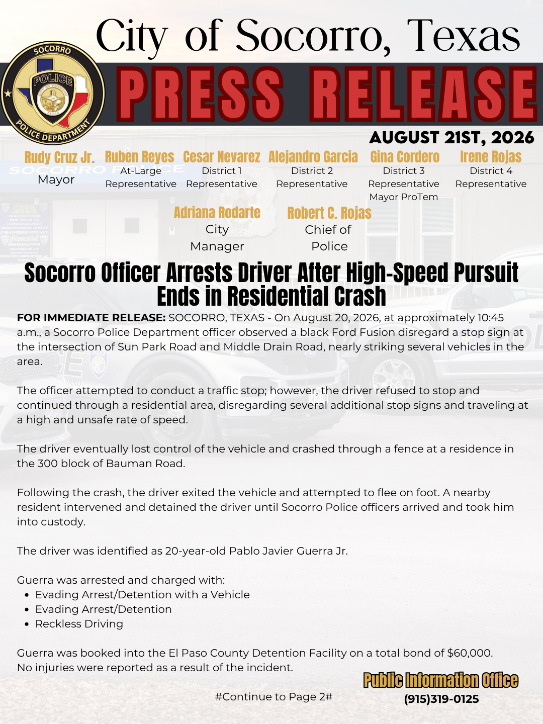 Socorro Officer Arrests Driver After High-Speed Pursuit Ends in Residential Crash 1